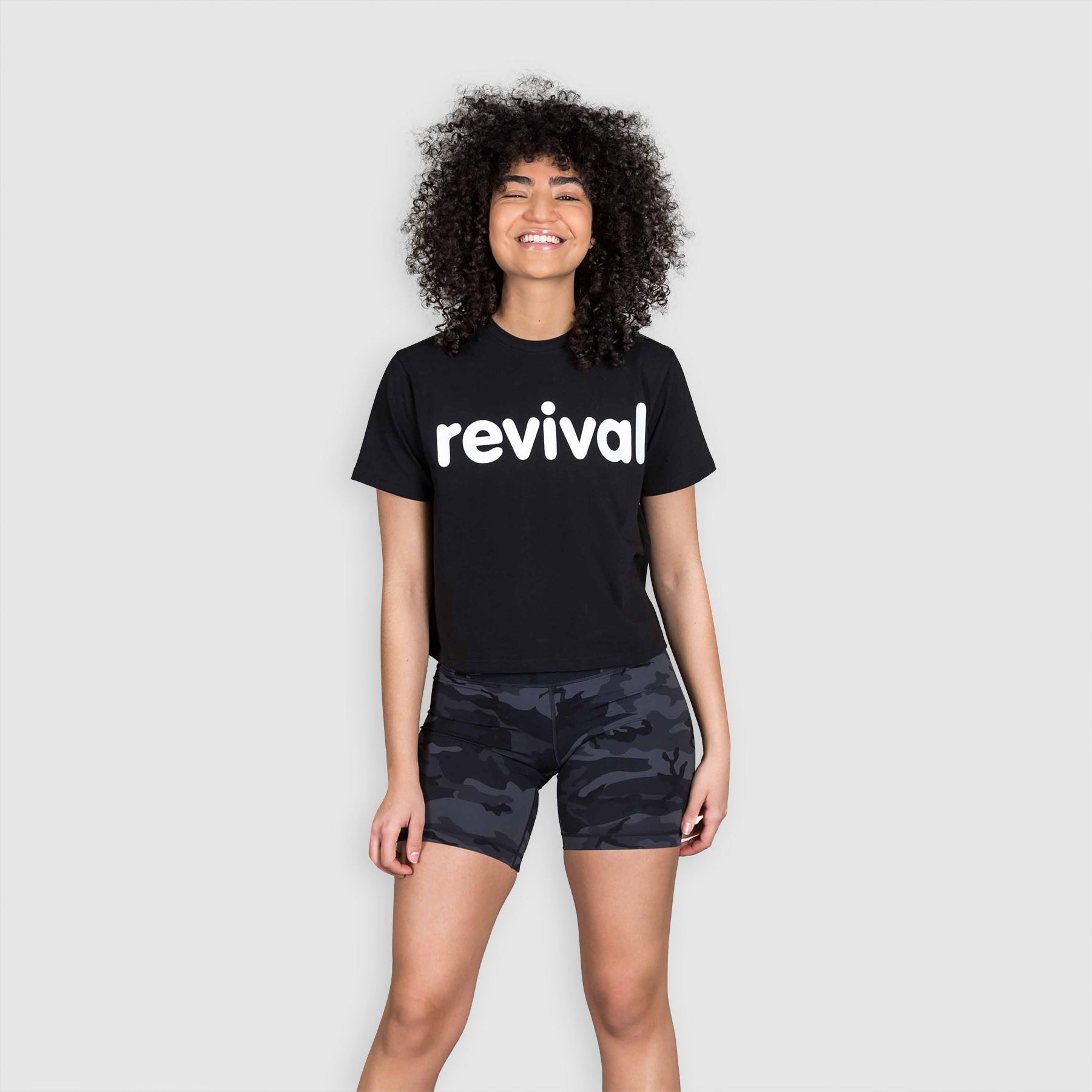 Revival - Essential Ladies Cropped T-Shirt - Black/White