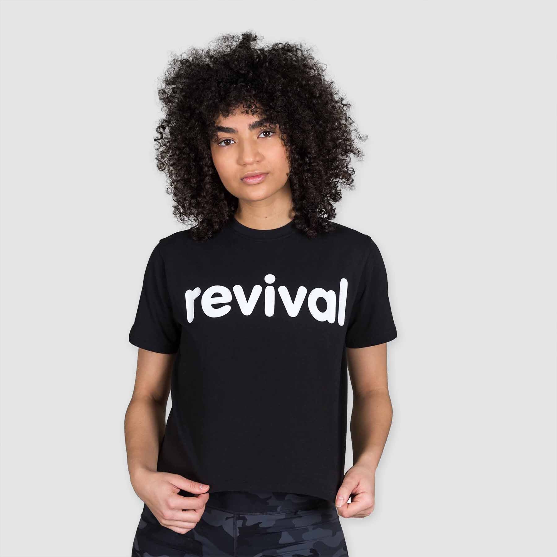 Revival - Essential Ladies Cropped T-Shirt - Black/White